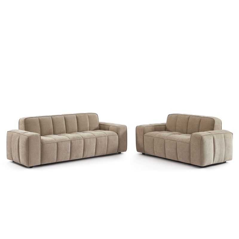 Canapé ALISTAIR 2 places tissu chenille beige
