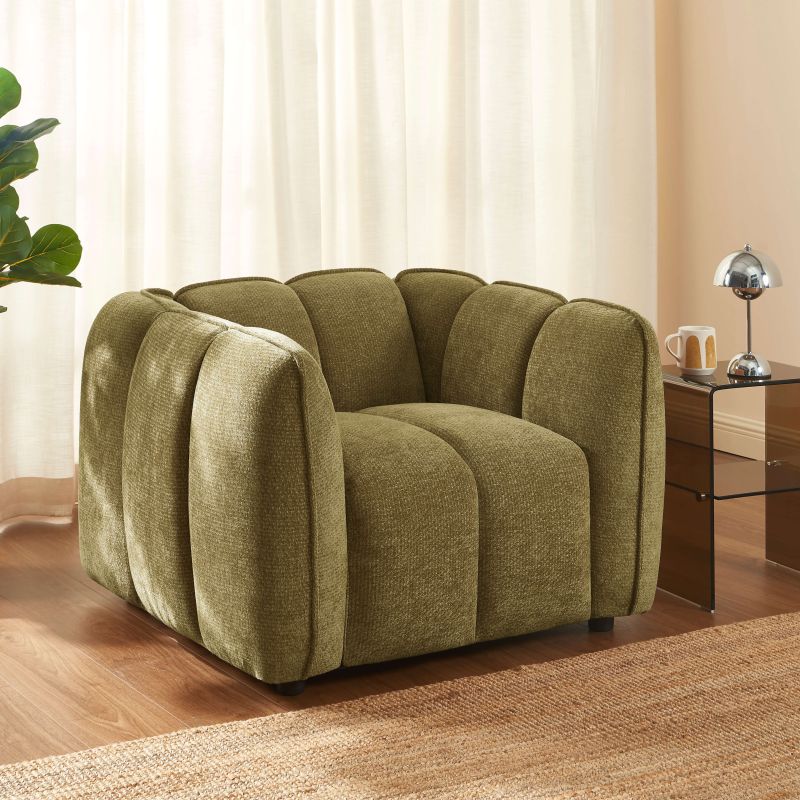 Fauteuil MATILDA 1 place tissu chenille vert