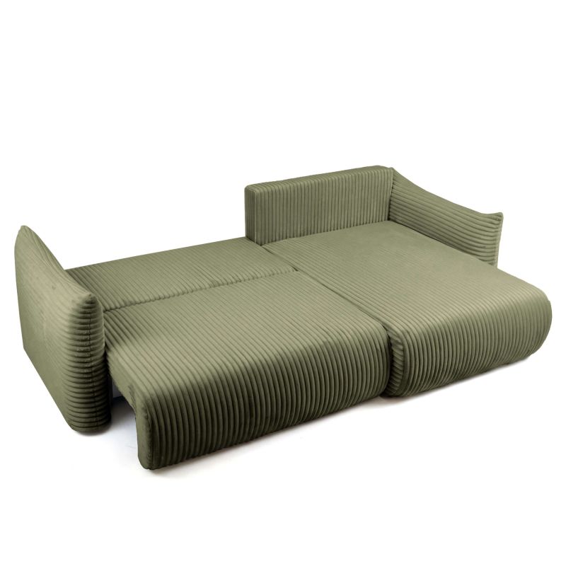 Canapé d'angle convertible et réversible GLORIA 4 places velours côtelé vert