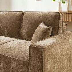 Canapé droit convertible GAVI 3 places tissu marron