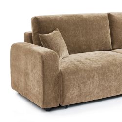 Canapé droit convertible LIVIO 3 places tissu marron
