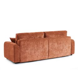 Canapé droit convertible LIVIO 3 places tissu terracotta