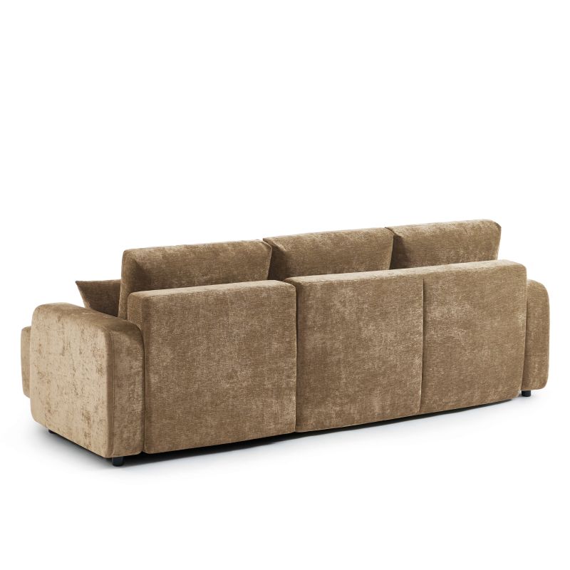 Canapé d'angle convertible et réversible LIVIO 4 places tissu marron