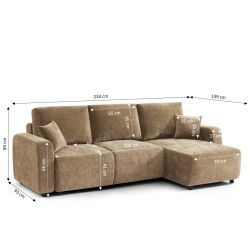 Canapé d'angle convertible et réversible LIVIO 4 places tissu marron