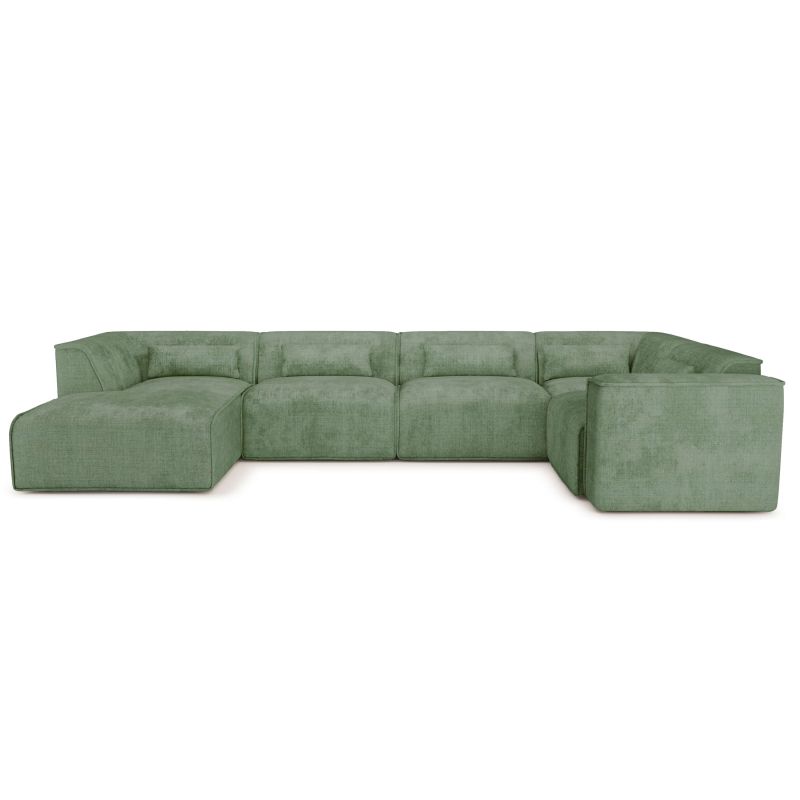 Canapé panoramique fixe NUNA 7 places chaise gauche tissu vert