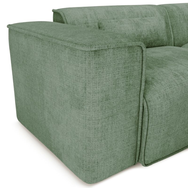 Canapé d'angle droit fixe NUNA 5/6 places tissu vert