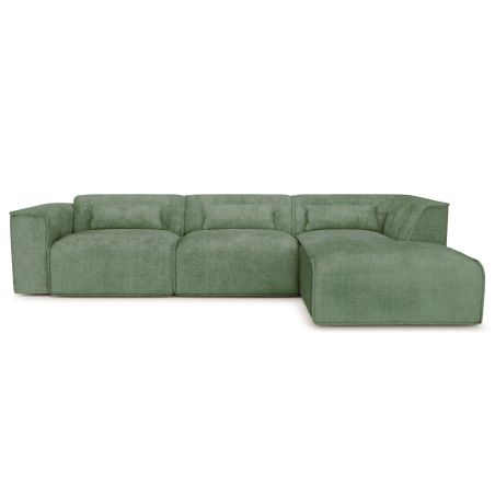 Canapé d'angle droit fixe NUNA 5/6 places tissu vert
