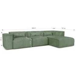 Canapé d'angle droit fixe NUNA 5/6 places tissu vert