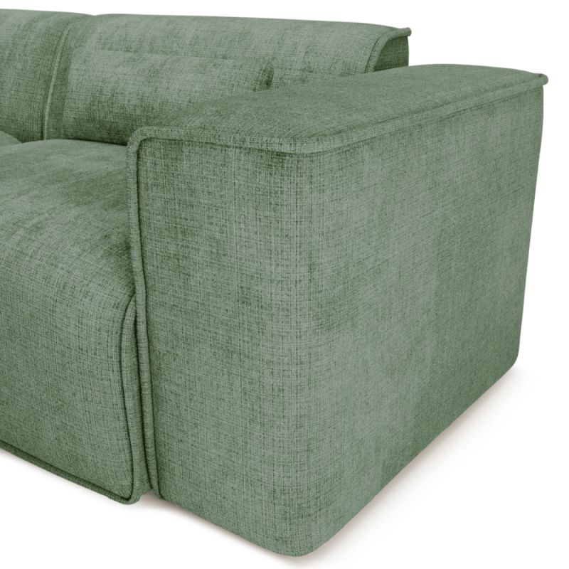Canapé d'angle gauche fixe NUNA 5/6 places tissu vert