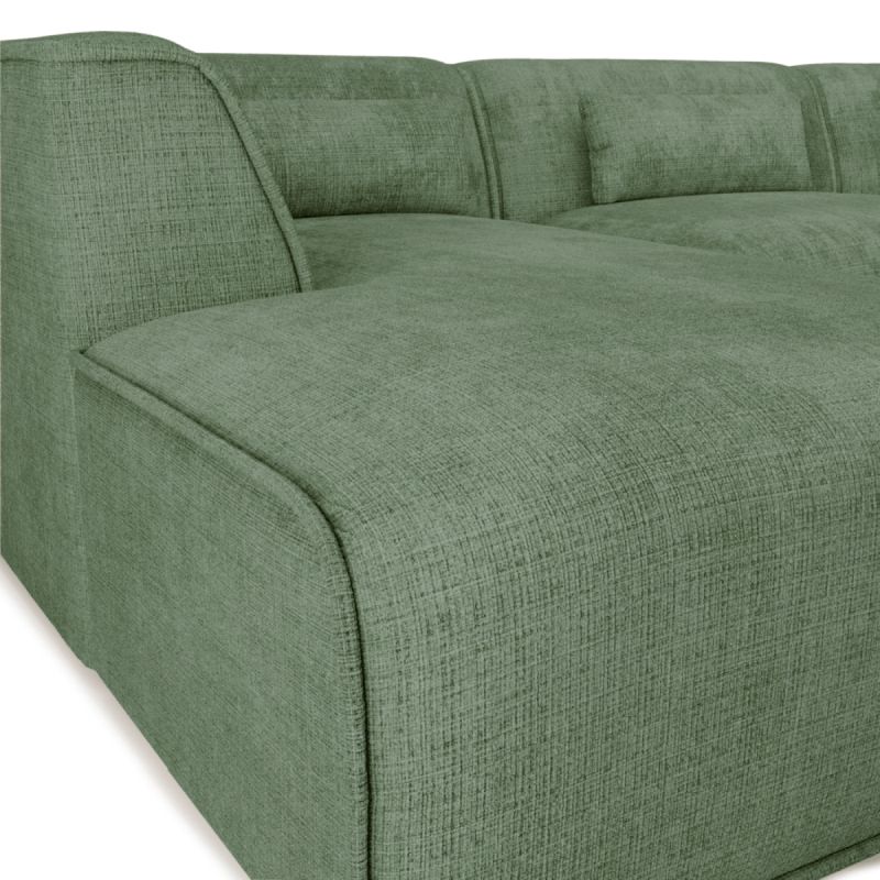 Canapé d'angle gauche fixe NUNA 5/6 places tissu vert