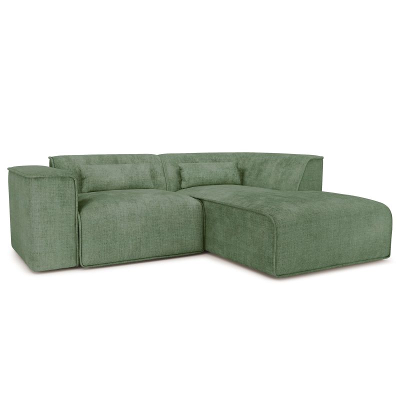 Canapé d'angle droit fixe NUNA 4 places tissu vert