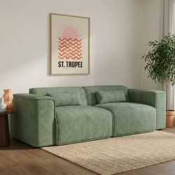 Canapé droit fixe NUNA 3 places tissu vert