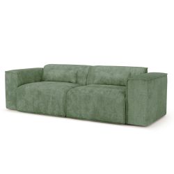 Canapé droit fixe NUNA 3 places tissu vert