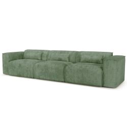 Canapé droit fixe NUNA 4/5 places tissu vert