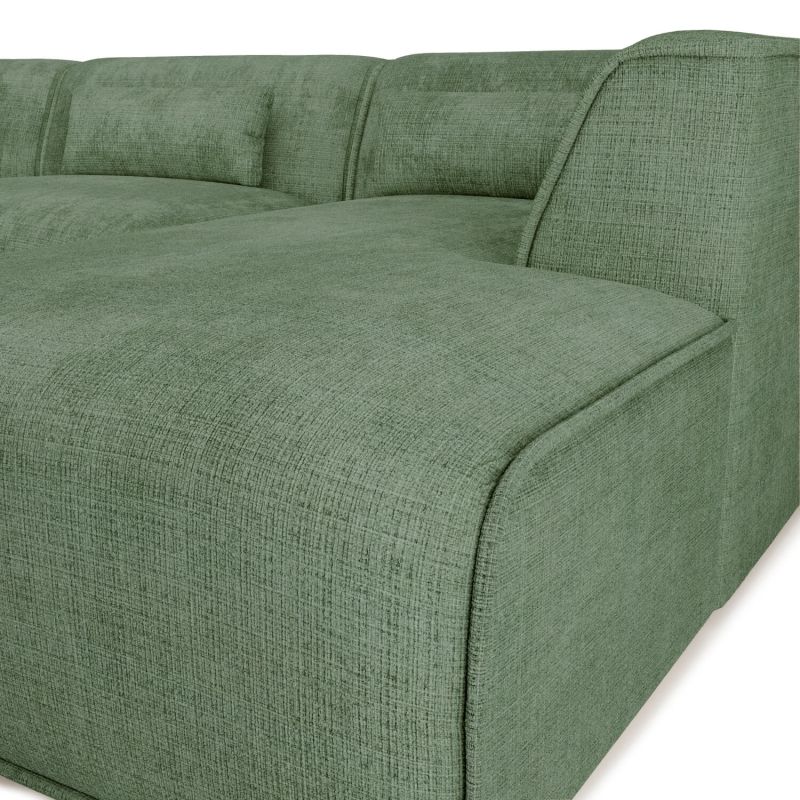 Canapé panoramique chaise droite NUNA fixe tissu vert 7 places