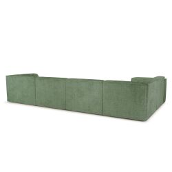 Canapé panoramique chaise droite NUNA fixe tissu vert 7 places