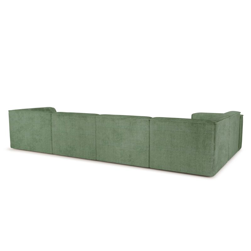 Canapé panoramique chaise droite NUNA fixe tissu vert 7 places