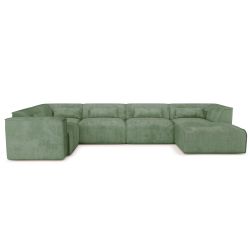 Canapé panoramique chaise droite NUNA fixe tissu vert 7 places