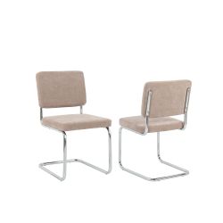 Ensemble repas table à manger ronde VASSI effet chêne et lot de 4 chaises JACK tissu marron