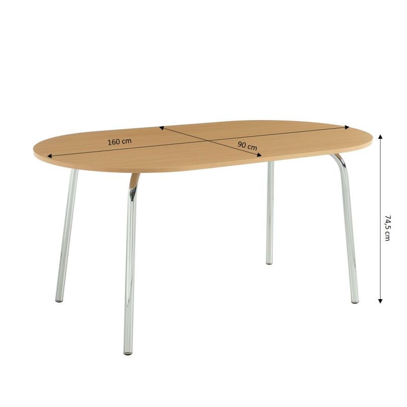 Ensemble repas table à manger ovale VASSIeffet chêne et lot de 4 chaises ELLA tissu écru