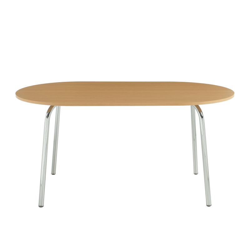 Ensemble repas table à manger ovale VASSIeffet chêne et lot de 4 chaises ELLA tissu écru