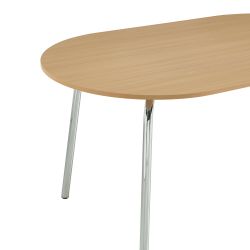 Ensemble repas table à manger ovale VASSI effet chêne et lot de 4 chaises JACK tissu écru