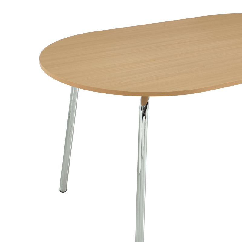 Ensemble repas table à manger ovale VASSI effet chêne et lot de 4 chaises JACK tissu marron