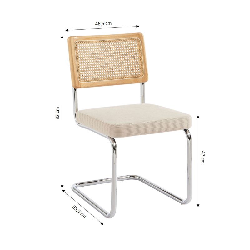 Ensemble repas table à manger ronde VASSI effet noyer et lot de 4 chaises ELLA tissu écru