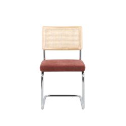 Ensemble repas table à manger ronde VASSIeffet noyer et lot de 4 chaises ELLA tissu bordeaux