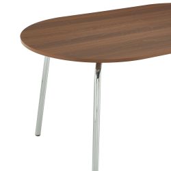 Ensemble repas table à manger ovale VASSI effet noyer et lot de 4 chaises ELLA tissu écru