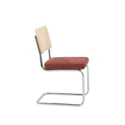 Ensemble repas table à manger ovale VASSI effet noyer et lot de 4 chaises ELLA tissu bordeaux