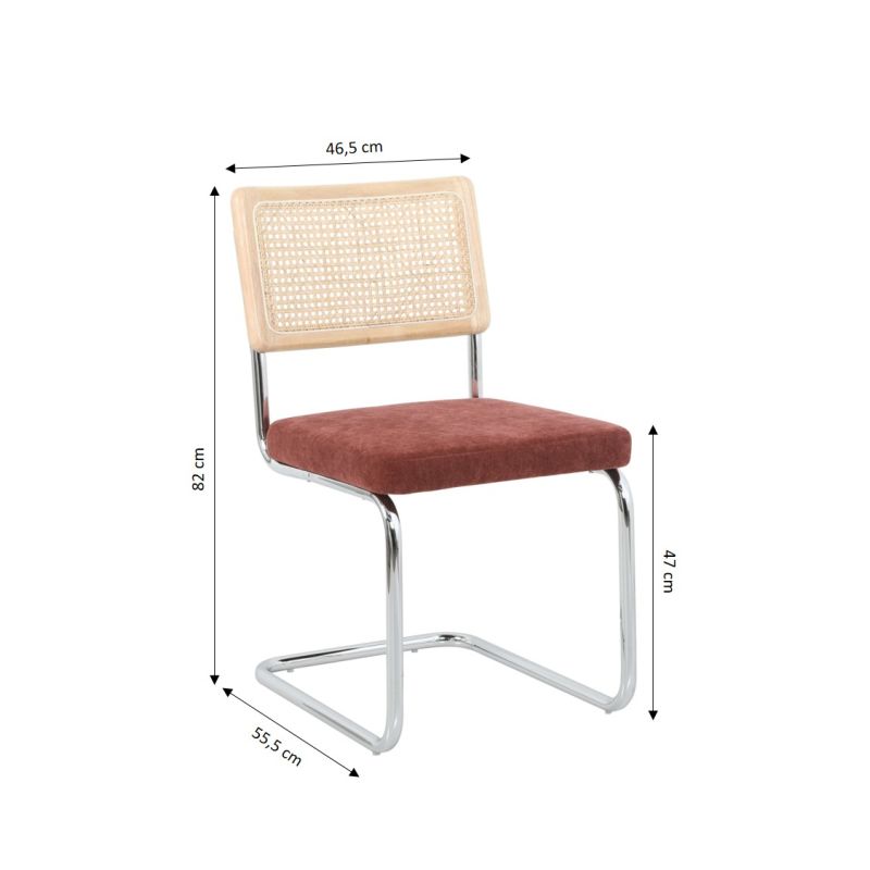 Ensemble repas table à manger ovale VASSI effet noyer et lot de 4 chaises ELLA tissu bordeaux