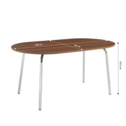 Ensemble repas table à manger ovale VASSI effet noyer et lot de 4 chaises JACK