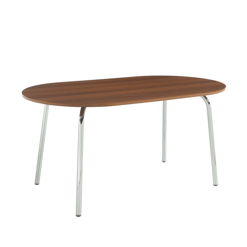 Ensemble repas table à manger ovale VASSI effet noyer et lot de 4 chaises JACK
