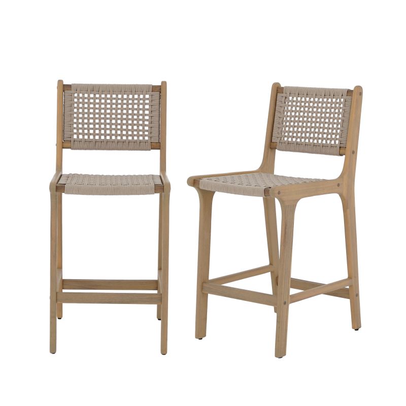 Lot de 2 tabourets de bar KUTA hauteur d'assise 66 cm en corde
