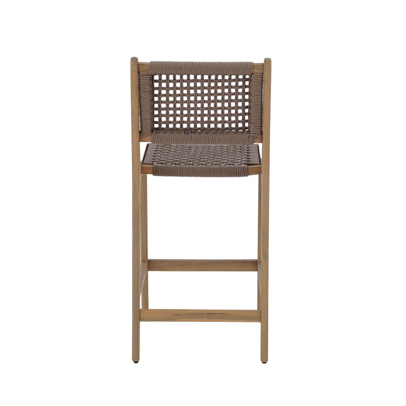 Lot de 2 tabourets de bar KUTA bois d'acacia et corde marron clair