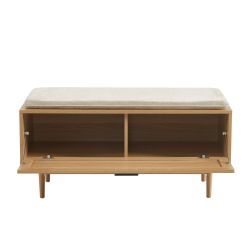 Banc à chaussures AMANA effet chêne et cannage rotin 100cm