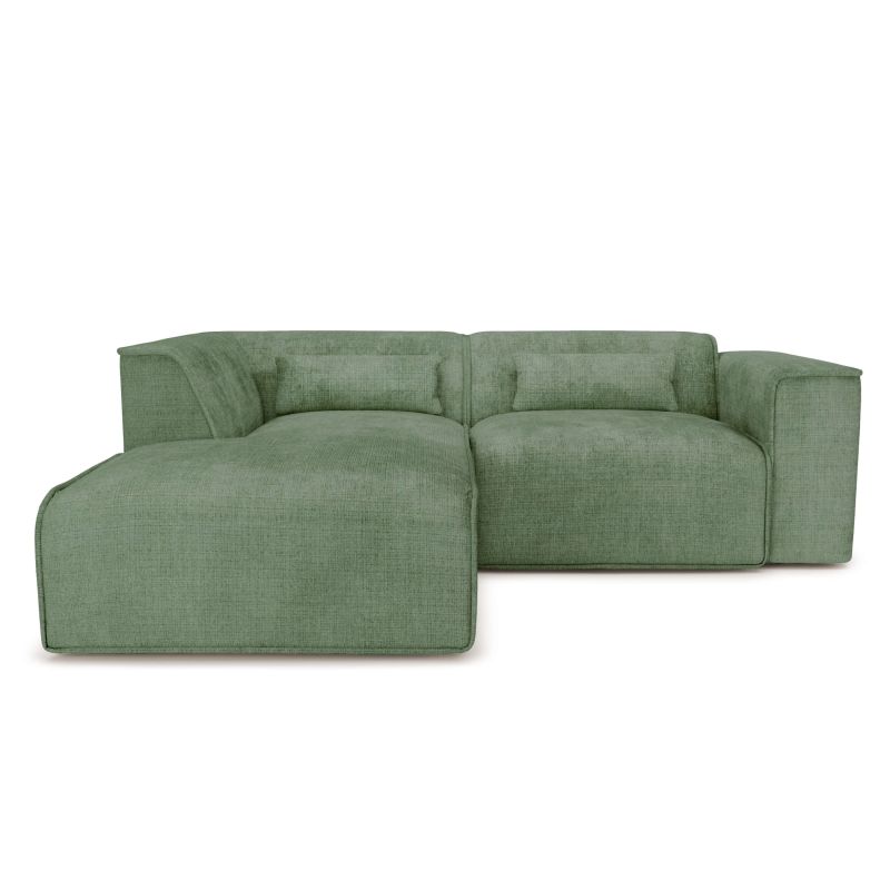 Canapé d'angle gauche fixe NUNA 4 places tissu vert