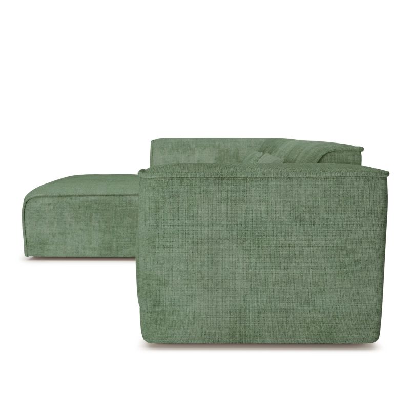 Canapé d'angle gauche fixe NUNA 4 places tissu vert