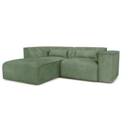 Canapé d'angle gauche fixe NUNA 4 places tissu vert