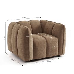 Fauteuil MATILDA 1 place tissu chenille marron