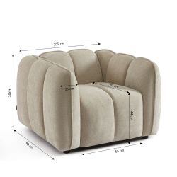 Fauteuil MATILDA 1 place tissu chenille beige