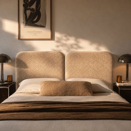 Tête de lit LOUISON tissu jacquard léopard beige 160cm