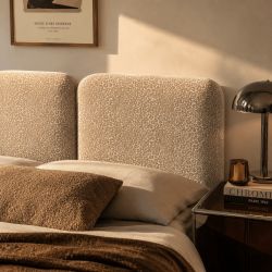 Tête de lit LOUISON tissu jacquard léopard beige 160cm