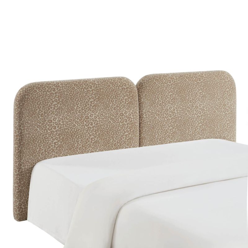 Tête de lit LOUISON tissu jacquard léopard beige 160cm
