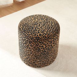 Pouf AWA tissu imprimé léopard noir