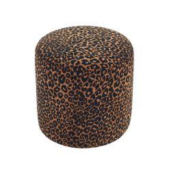 Pouf AWA tissu imprimé léopard noir