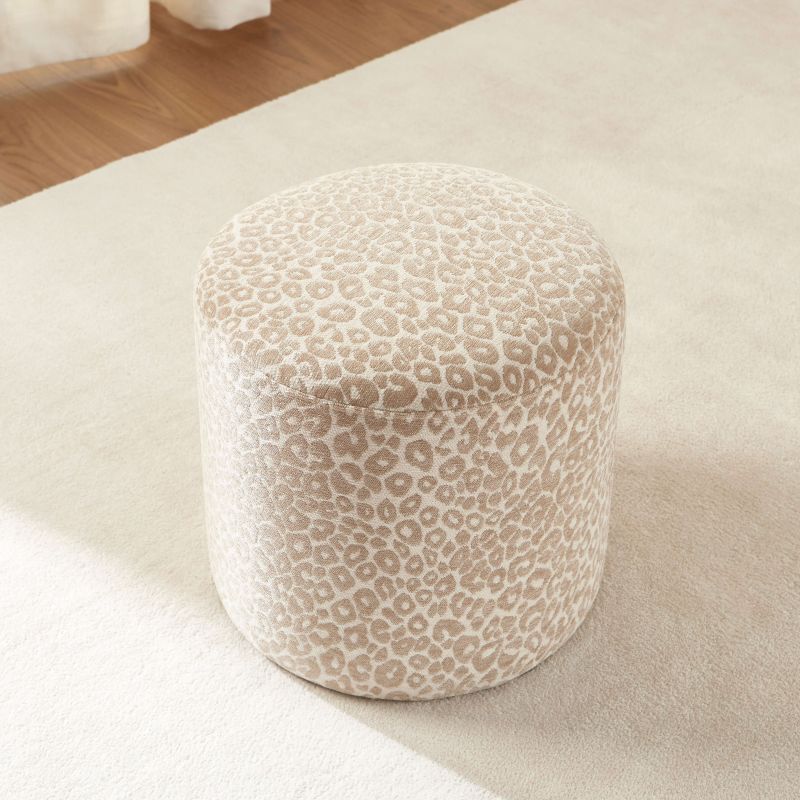 Pouf AWA tissu imprimé léopard beige