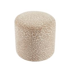 Pouf AWA tissu imprimé léopard beige