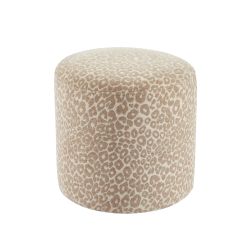 Pouf AWA tissu imprimé léopard beige